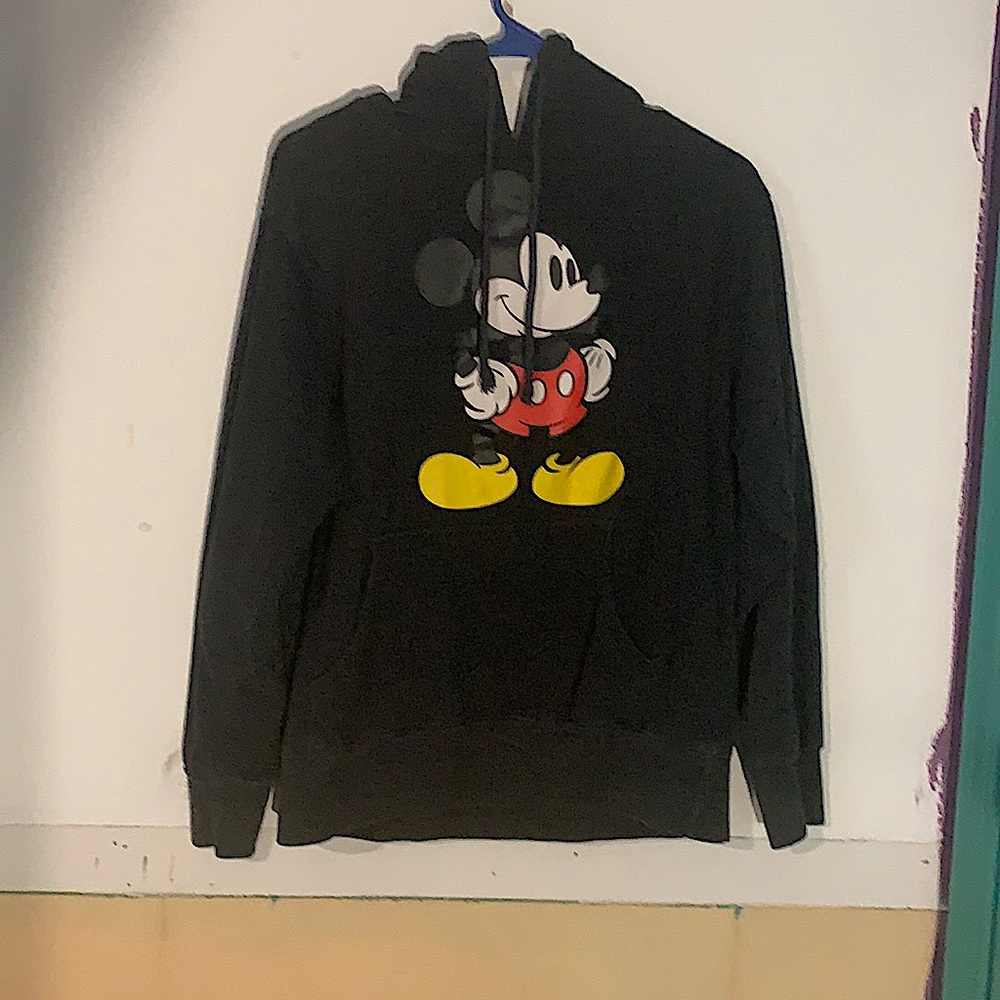 Black hoodie with Mickey Mouse on front